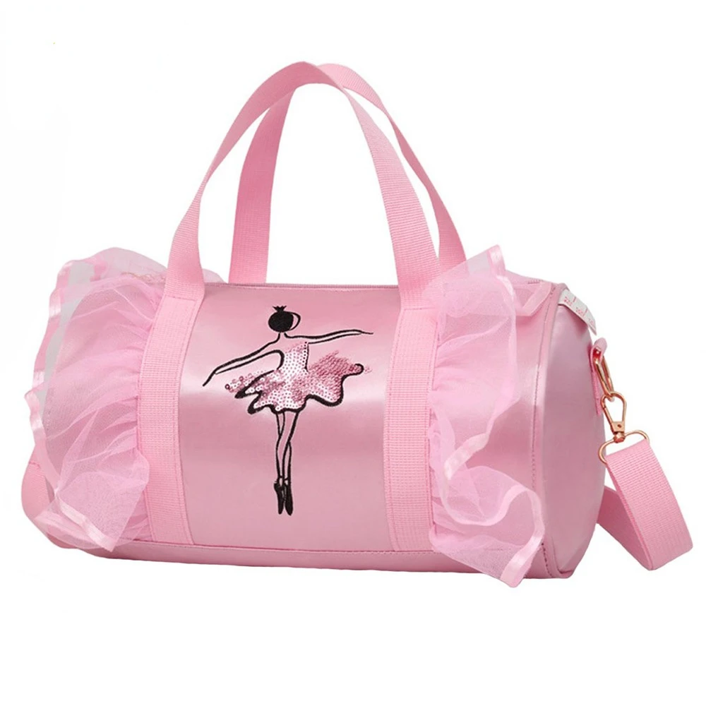 Fashion Sequin Print Dance Bag for Girls Pink Green Purple Sports Shoulder Bag Gymnastic Ballet Latin Style Children's Tote