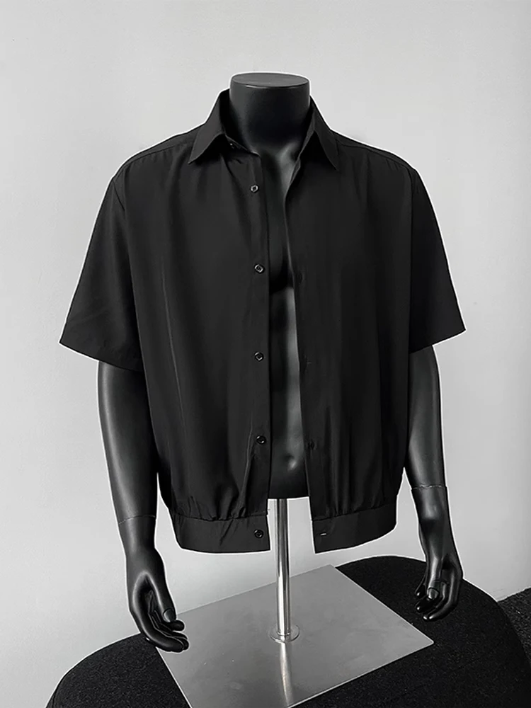 

White Ice Silk ort Sve irt Men's Summer Thin Middle Sve Cleanfit lectual Haome High-End Feeling Casual irt