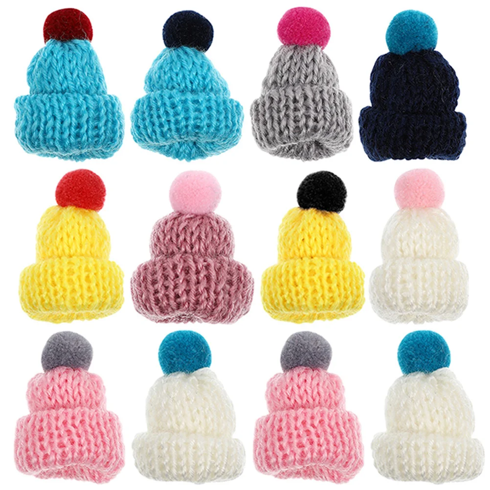 

12 Pcs Hats Mini Caps for Men Kawaii Miniature Santa Decorative Craft and Women Wool