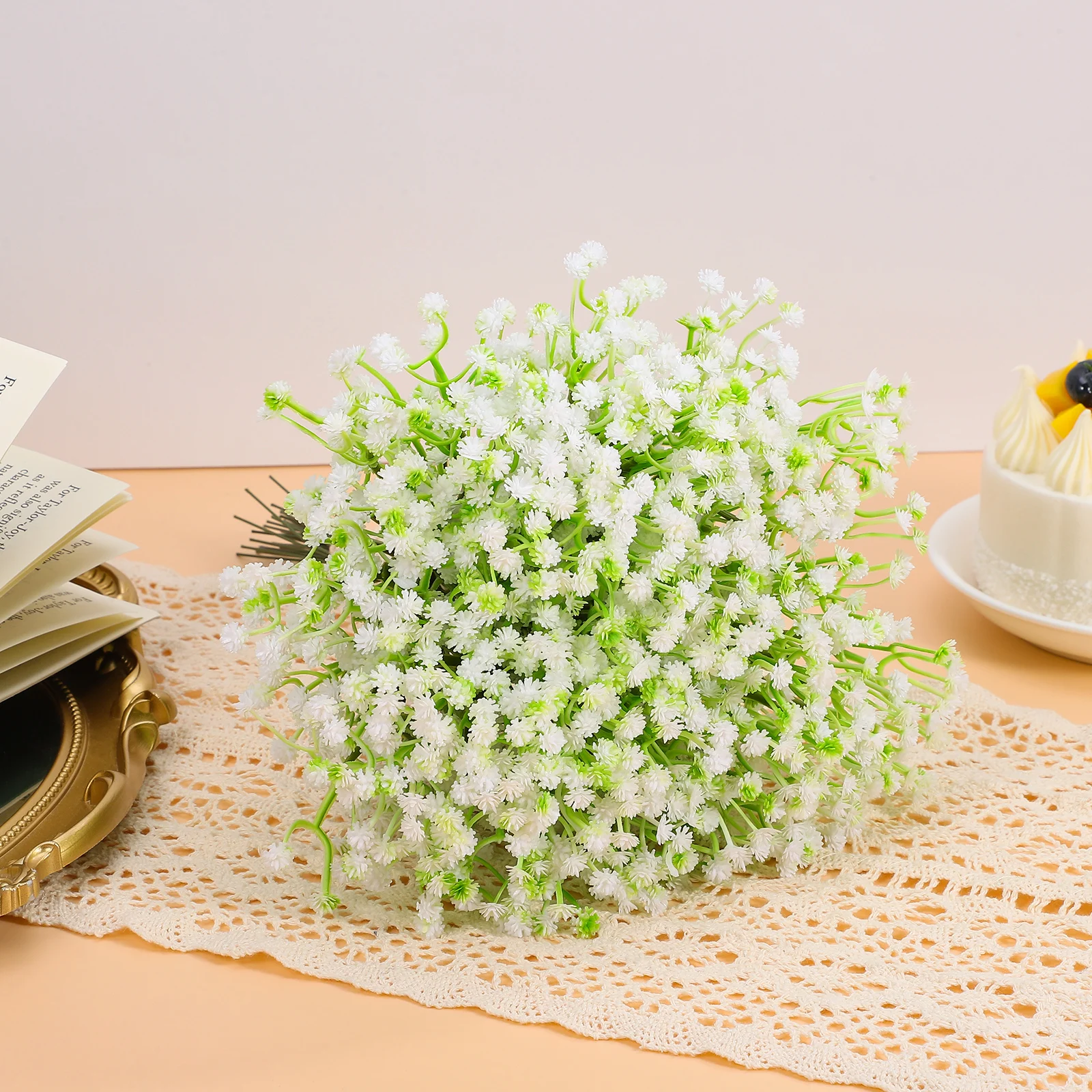 

Simulated Baby's Breath Bouquet Artificial Flowers Babys Floral Picks Gypsophila Silk Babies Arrangement