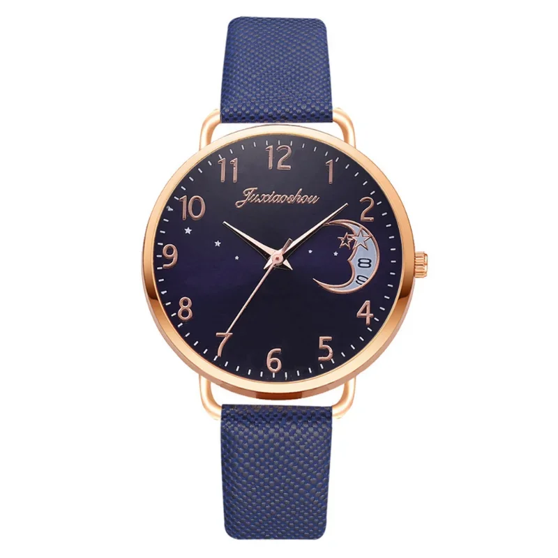 New Famous Brand Women Watch Moon Dial Quartz Watch PU Leather Strap Calendar Wristwatches Clock Gift Reloj Mujer Dropshipping