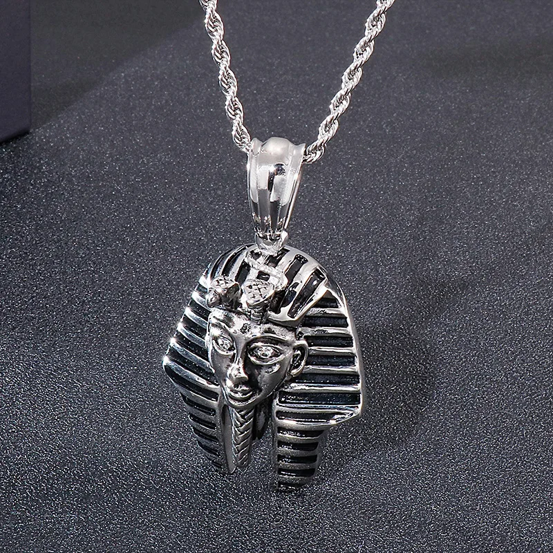 Pyramid stainless steel necklace pendant Titanium steel golden mummies ancient Egyptian queen pendant