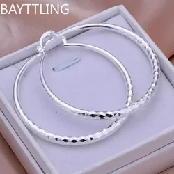 925 Sterling Silver big Earring women lady 5cm circle top quality fashion wedding beautiful Jewelry