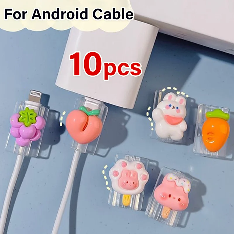 10/2PCS Cartoon Cute Cable Winder For Samsung Xiaomi Huawei Android Phones Tablet Charger Data Cord Organizer Protector Cover