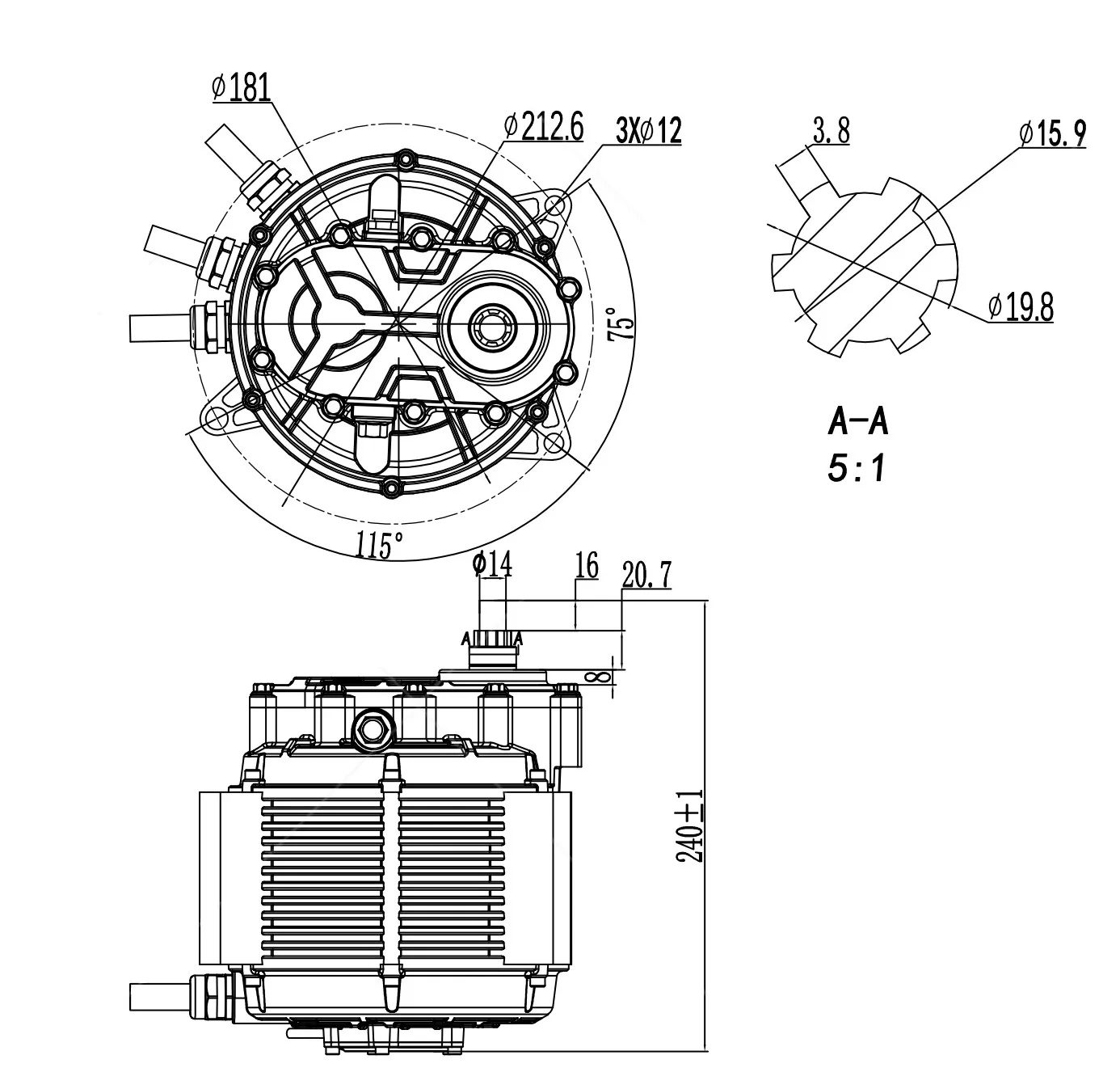 QS MOTOR QS165 60H V3 12000W Mid Drive PMSM Motor with Internal Gearbox for Offroad Dirtbike Adult Electric Motorcycle