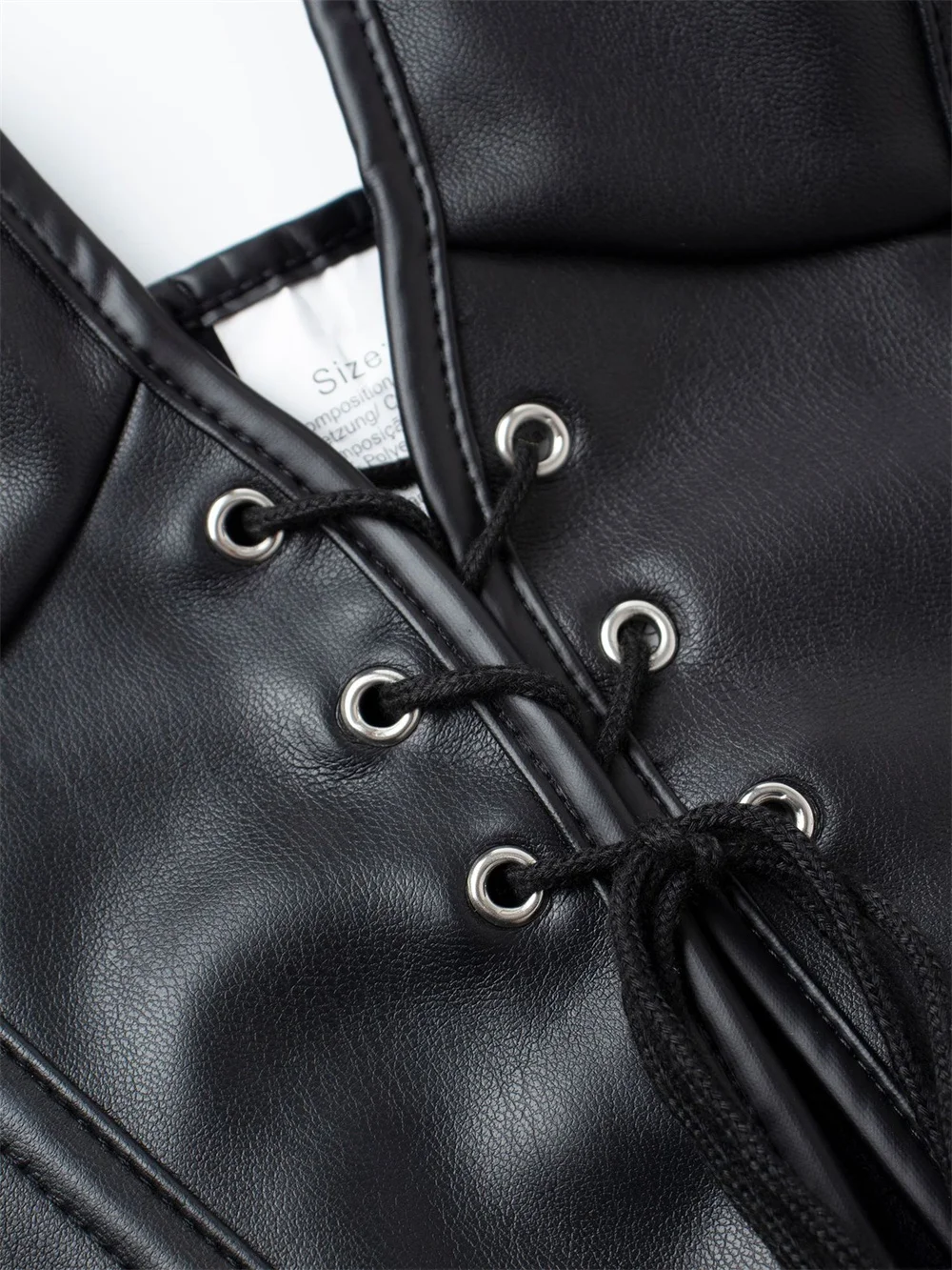 

Черный корсет из искусственной кожи, укороченный топ, жилет, сексуальный женский бюстье с лямкой на шее в стиле панк, бретелька с открытой спиной, модные короткие майки для вечеринок и клубов