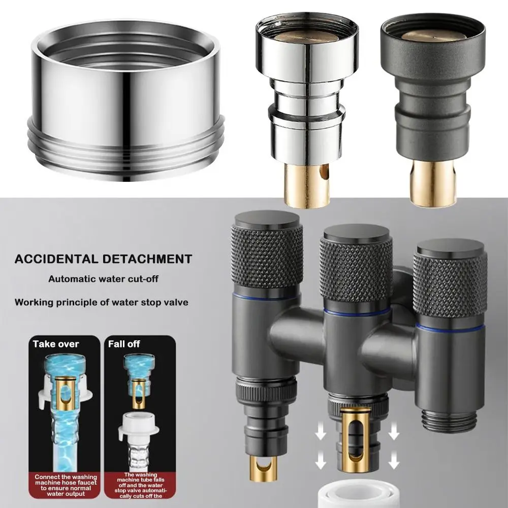 Useful DIY Faucet Spout Water Stop Filling Valves Multifunctional Leak Proof Replace Automatic Water Stop Spout Washing Machine