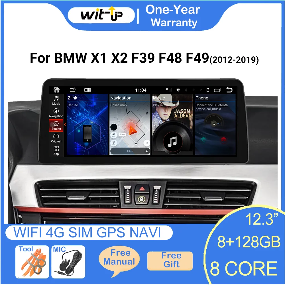 

Wit-Up For BMW X1 X2 F39 F48 F49 12.3" Touchscreen Android 14 Aftermaket GPS Navi CarPlay Autoradio Car Stereo Multimedia