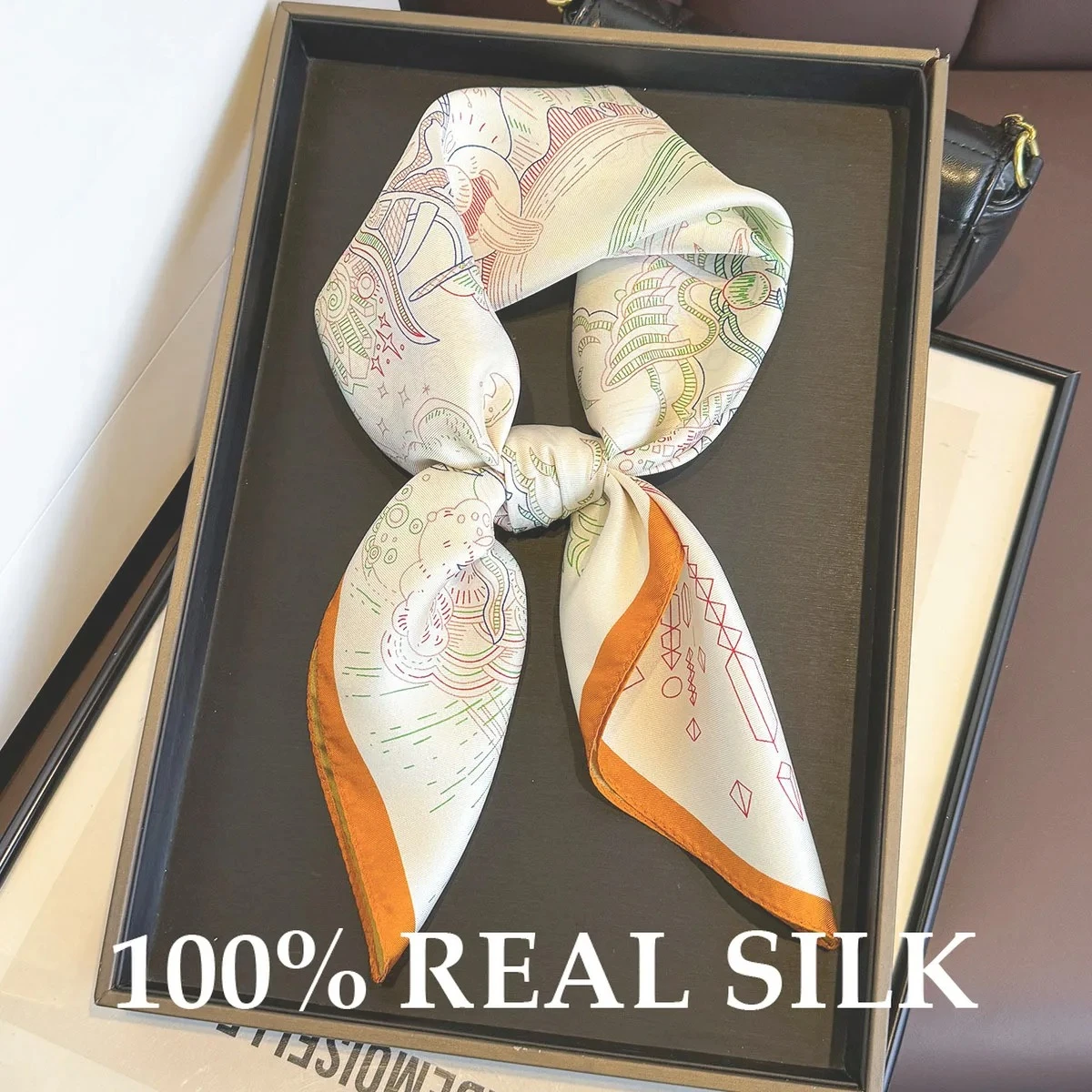 

100% Pure Silk Square Scarf Summer Sun Protection Scarves Shawl Wrap Foulard Bandana Pashmina Poncho Multi-functional Decoration