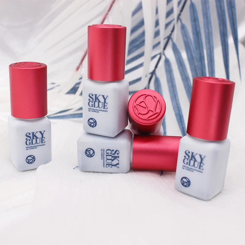 5 butelek SKY S+ Klej do przedłużania sztucznych rzęs Korea Oryginalny 5ml Czerwony Cap Beauty Health Lava Beauty Shop Narzędzia do makijażu Klej