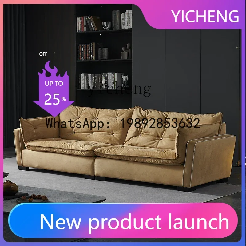 

Minimalist Fabric Sofa Large and Small Apartment Type Disposable Faux Leather down Straight Row Couch