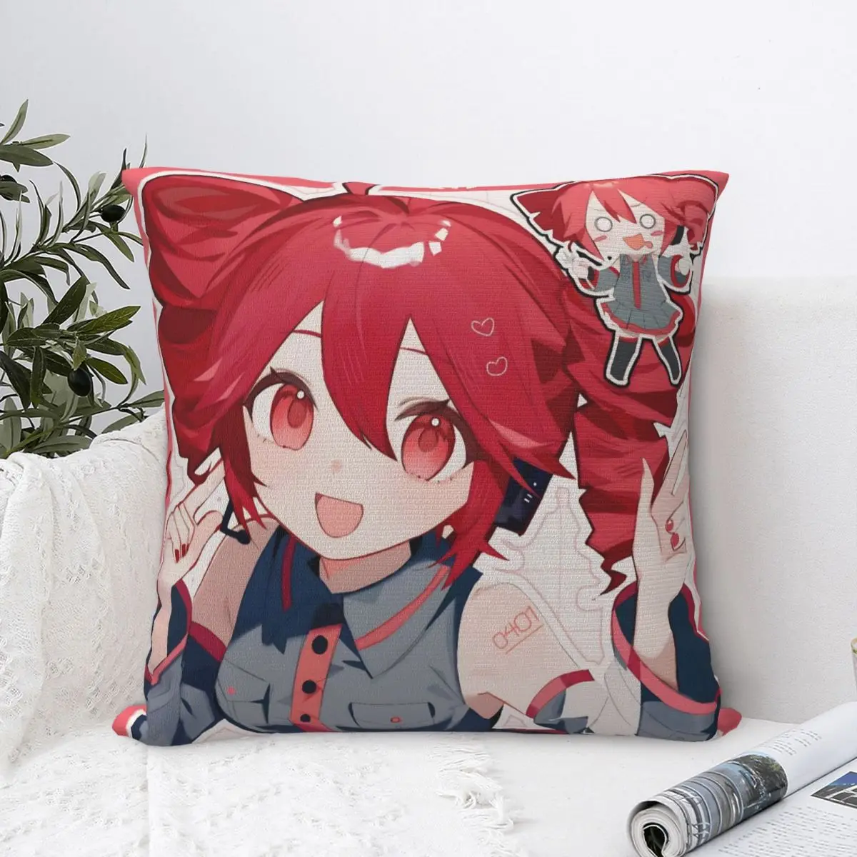 Kasane Teto Square Pillowcases Polyester Home Anime Vtuber Cushion Case Creative Home Decoration Pillow Cover 40*40