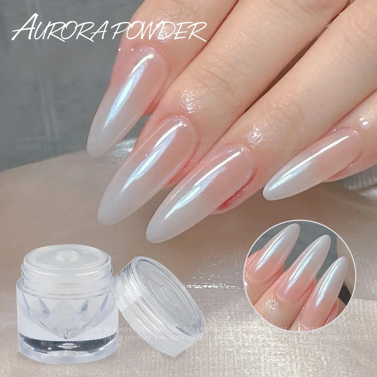 High Brightness Ice transparent Crystal Powder Mirror Glitter Dust Chrome Moonlight White Extreme Light Nail Powder