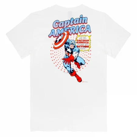 

Marvel Captain America Retro Comic T-Shirt 'Back Into Action' Print Cotton Tee for Men & Kids Casual Short Sleeve Top