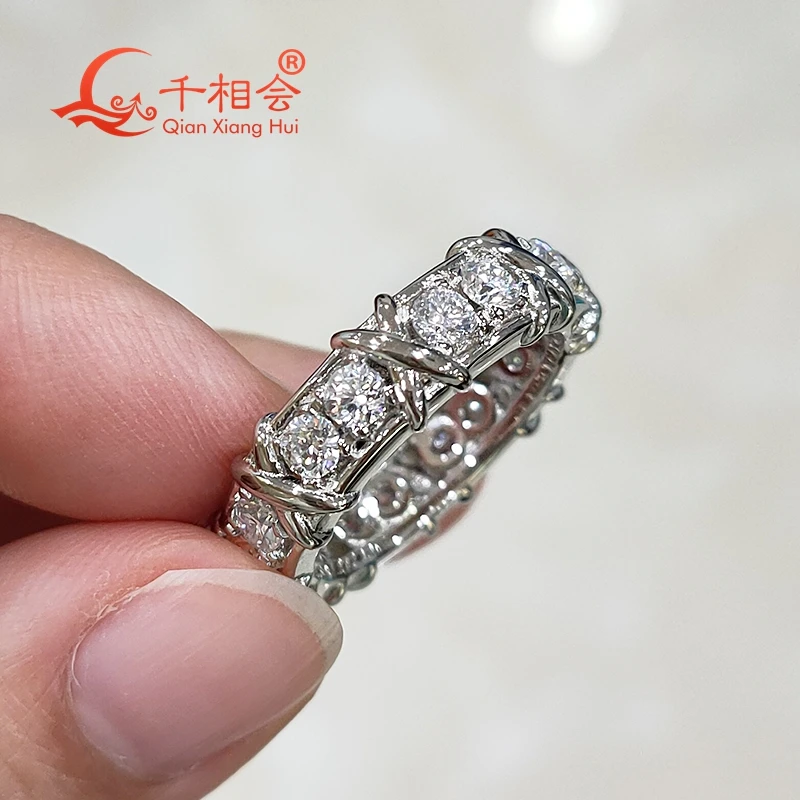 X  silver color 3mm round shape white moissanite stone  ring  925 Sterling Silver Rings Jewelry  Engagement Ladies men