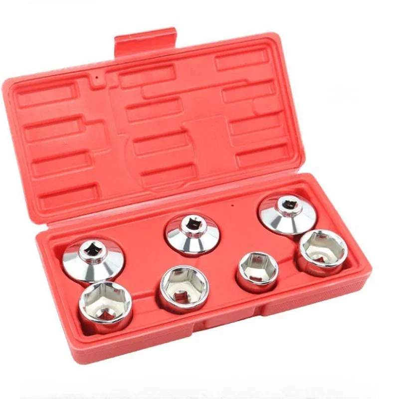 7 PCS Oil Filter Socket Remover Removal Tool for Cars Truck Filter Wrench Hand Tool w/Box 24mm 27mm 29mm 30mm 32mm 36mm 38mm