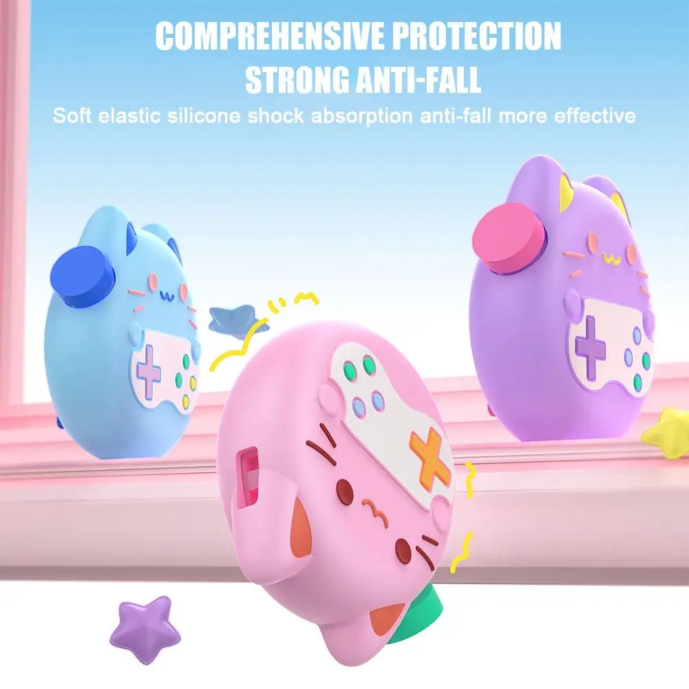 غطاء ناعم لوحدة التحكم في الألعاب الكرتونية لـ Tamagotchi Paradise من السيليكون السائل المضاد للسقوط غطاء حماية أجزاء اللعبة