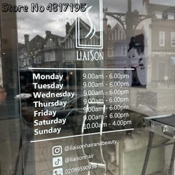 OPEN HOURS Decal with Custom Logo Small Business Open Closed Window Door Vinyl Decal Sticker Shop Sign Shop Window Sticker