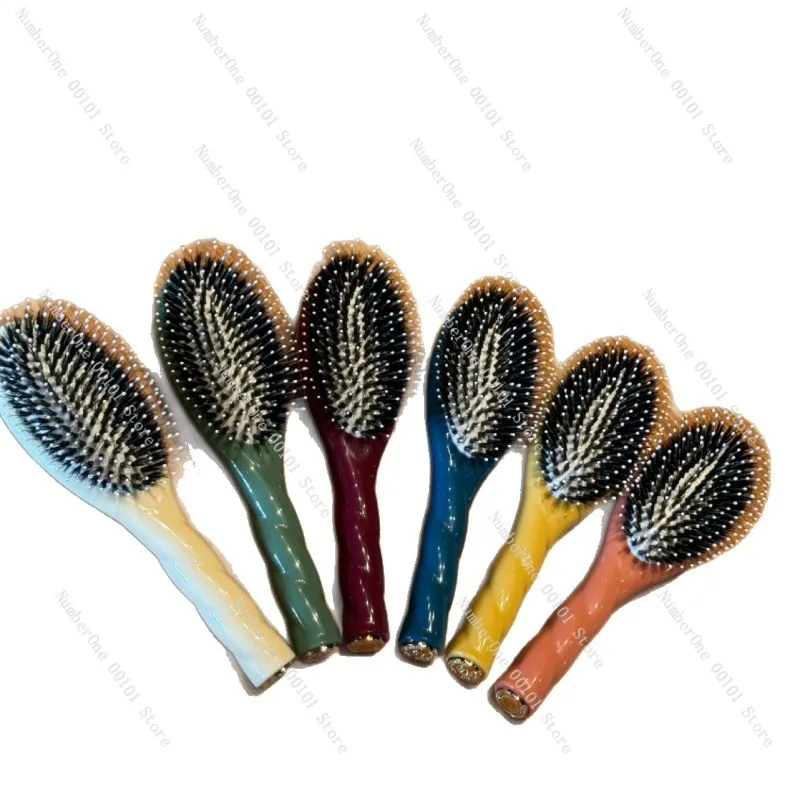 

Boar Bristle Hair Brush Air Cushion Comb, Macaron Large Size Hair Care Styling Tool, Scalp Massage Detangling