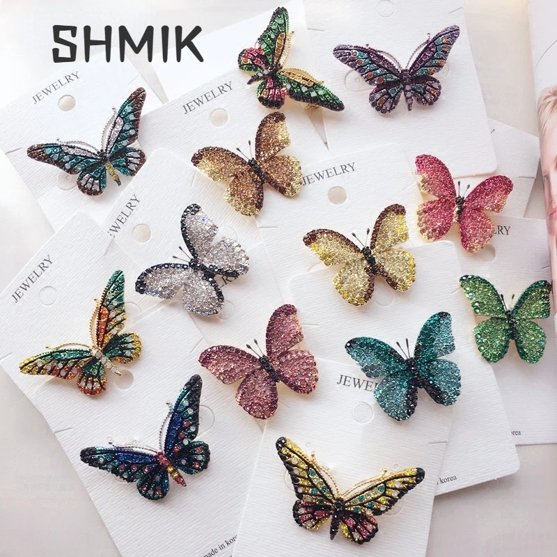 

Fashion Colorful Butterfly Brooches Metal Crystal Rhinestones Brooch Animal Pins Banquet Wedding Bouquet Brooch Gifts