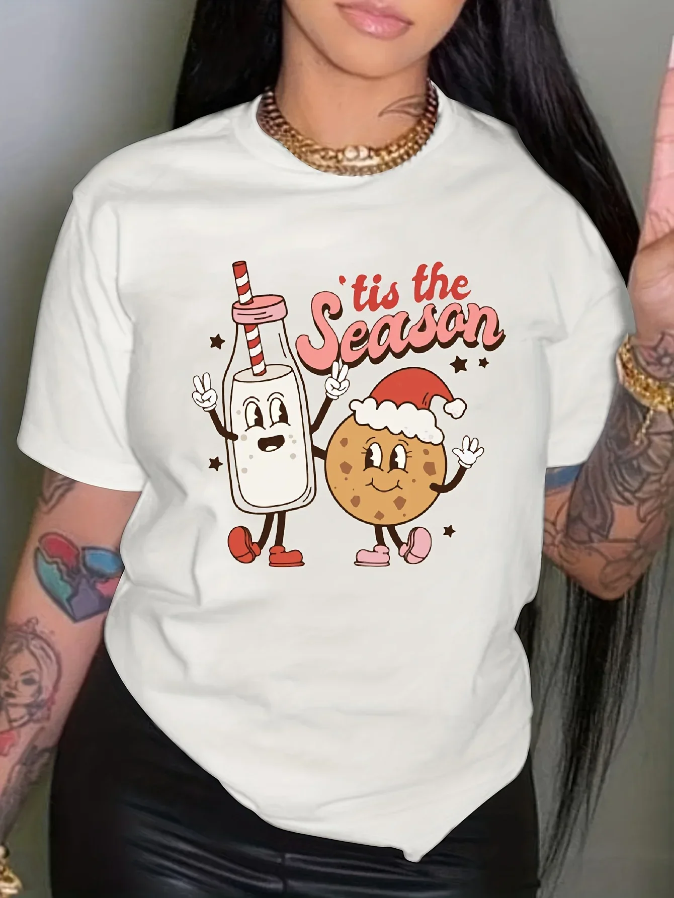 

Cartoon Graphic Print Women's Short Sleeve Crew Neck T-Shirt T Shirt Streetwear Women's Clothing women shirt