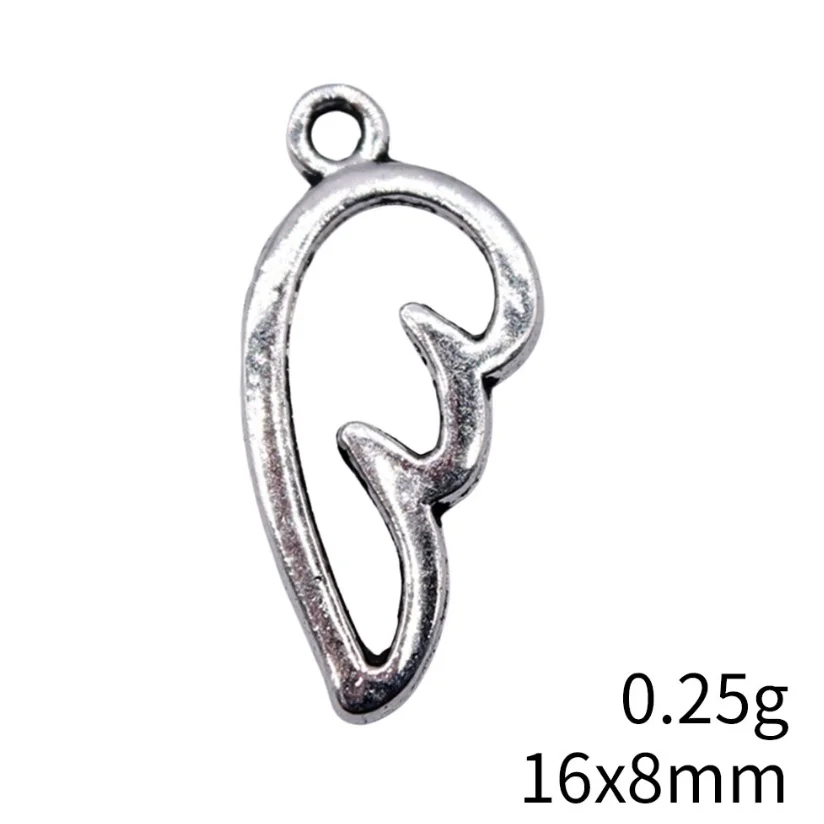 50pcs Mini Hollow Angel Wing Charms Alloy Jewelry Making DIY Jewelry Findings Antique Silver Color Alloy Charms Pendant 16x8mm