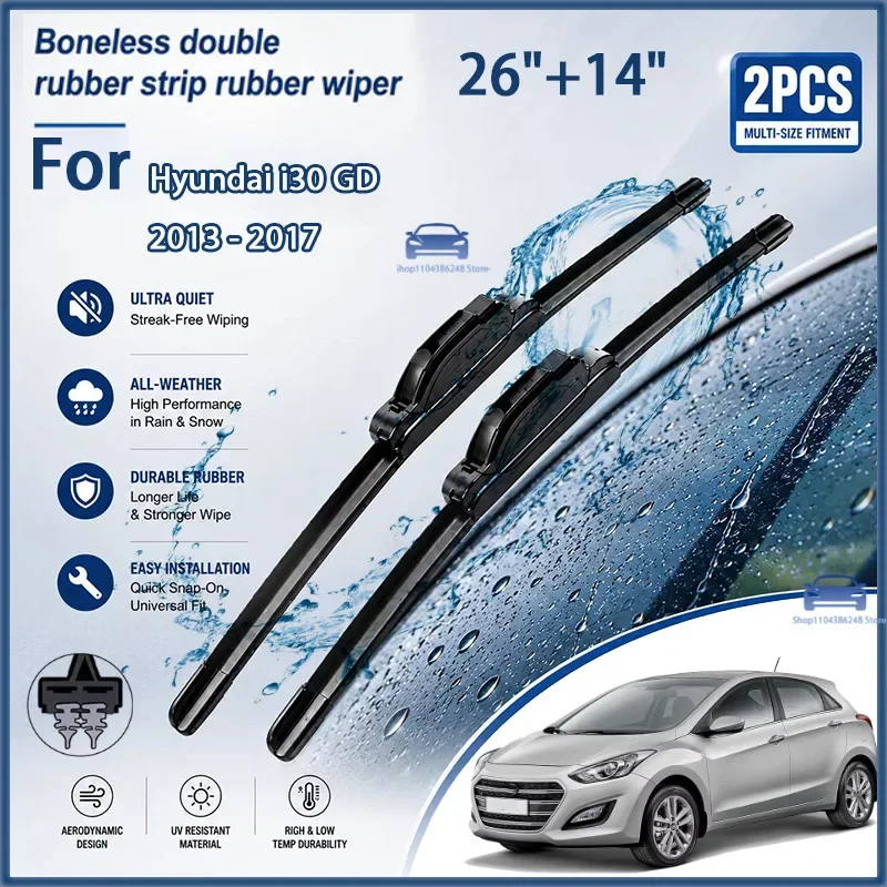

26"+14" Front Wiper Blades For Hyundai i30 GD 2013-2017 Windshield Replacement Parts