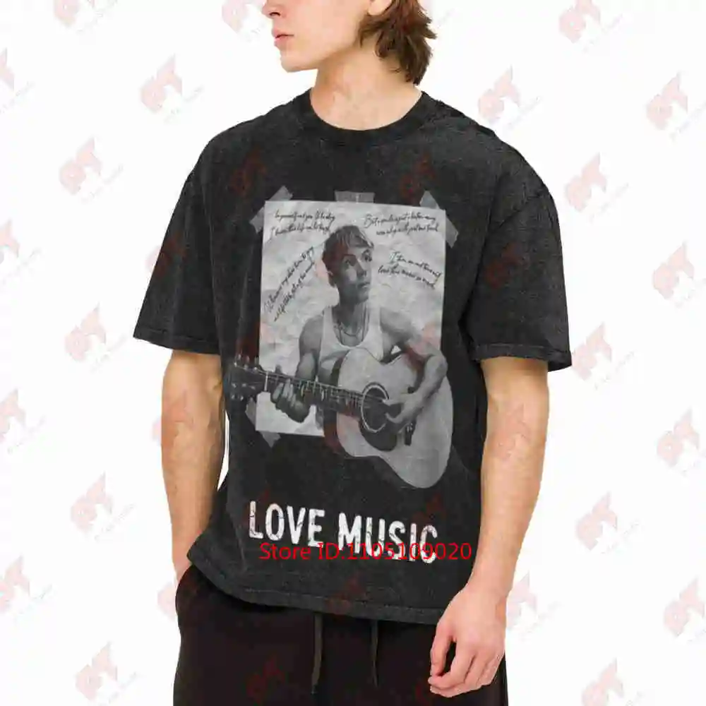 Love Music Tape Collage Ren Fanart Vintage Washed Tee Pure Cotton T-Shirt