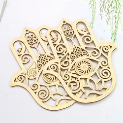 2pcs Fatima Hand Wooden Geometric Pattern Wall Hanging Art Crafts Evil Eye Log Ornaments Meditation Yoga Healing Home Decoration