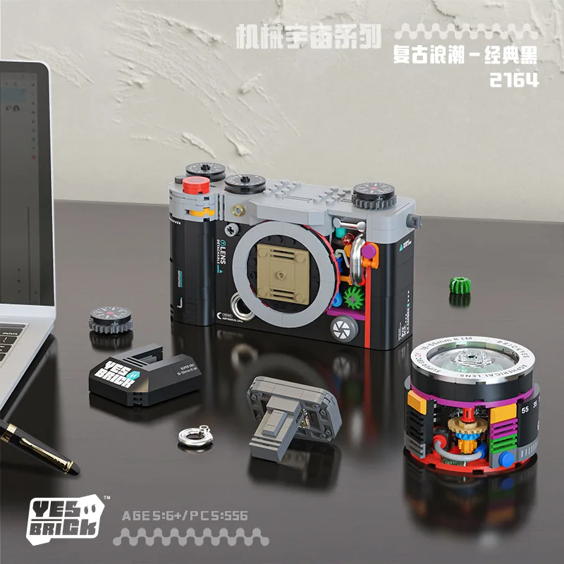 DIY Retro DSLR Camera Lens Zaklamp Mechanisch Universum Elektrische Bouwstenen Model Bricks Sets Speelgoed