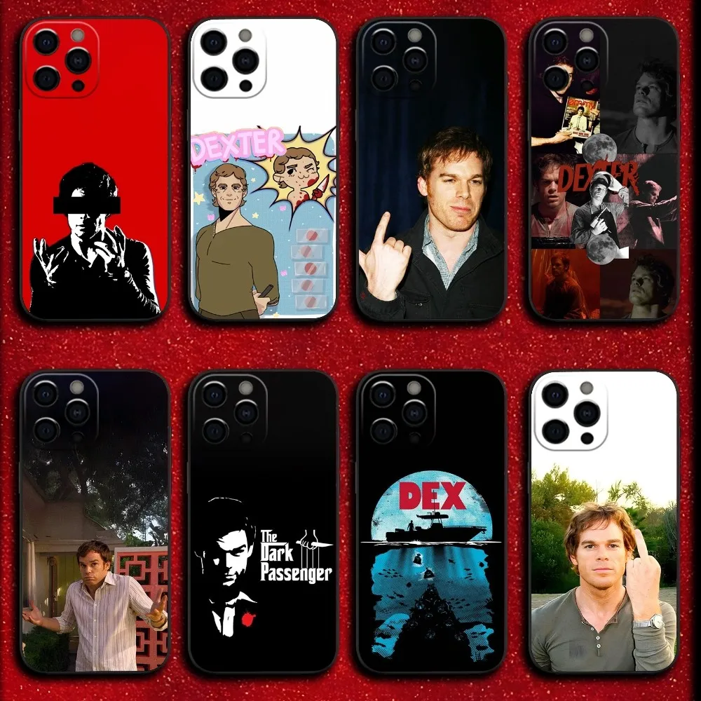 Capa de telefone D-Dexter Morgan para iPhone 16,15,14,13,12,11,Pro,X,XS,Max,XR,Plus,Mini capa preta macia