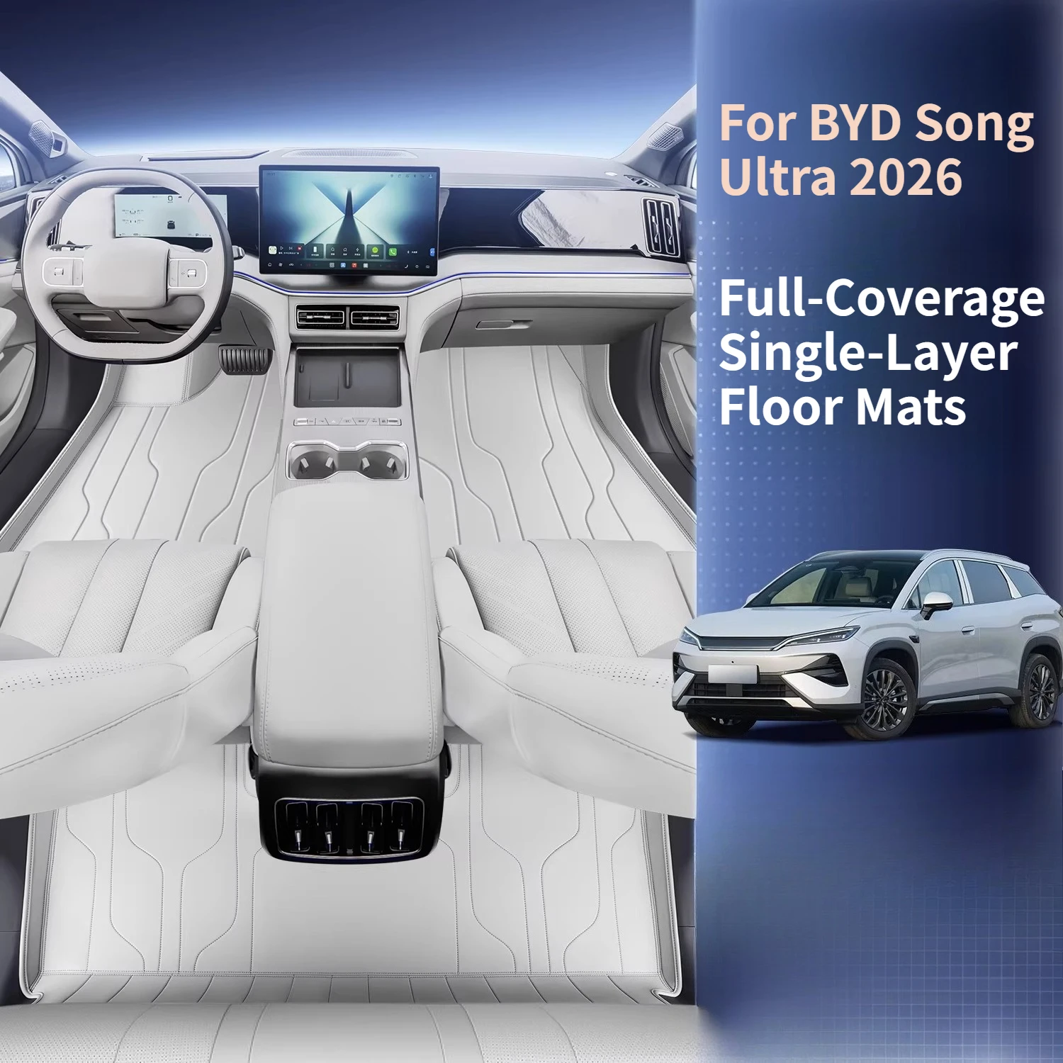 For BYD Song Ultra 2026 Full-Coverage Leather Floor Mats Waterproof Wear-Resistant Double-Layer Carpet Interior Accessories