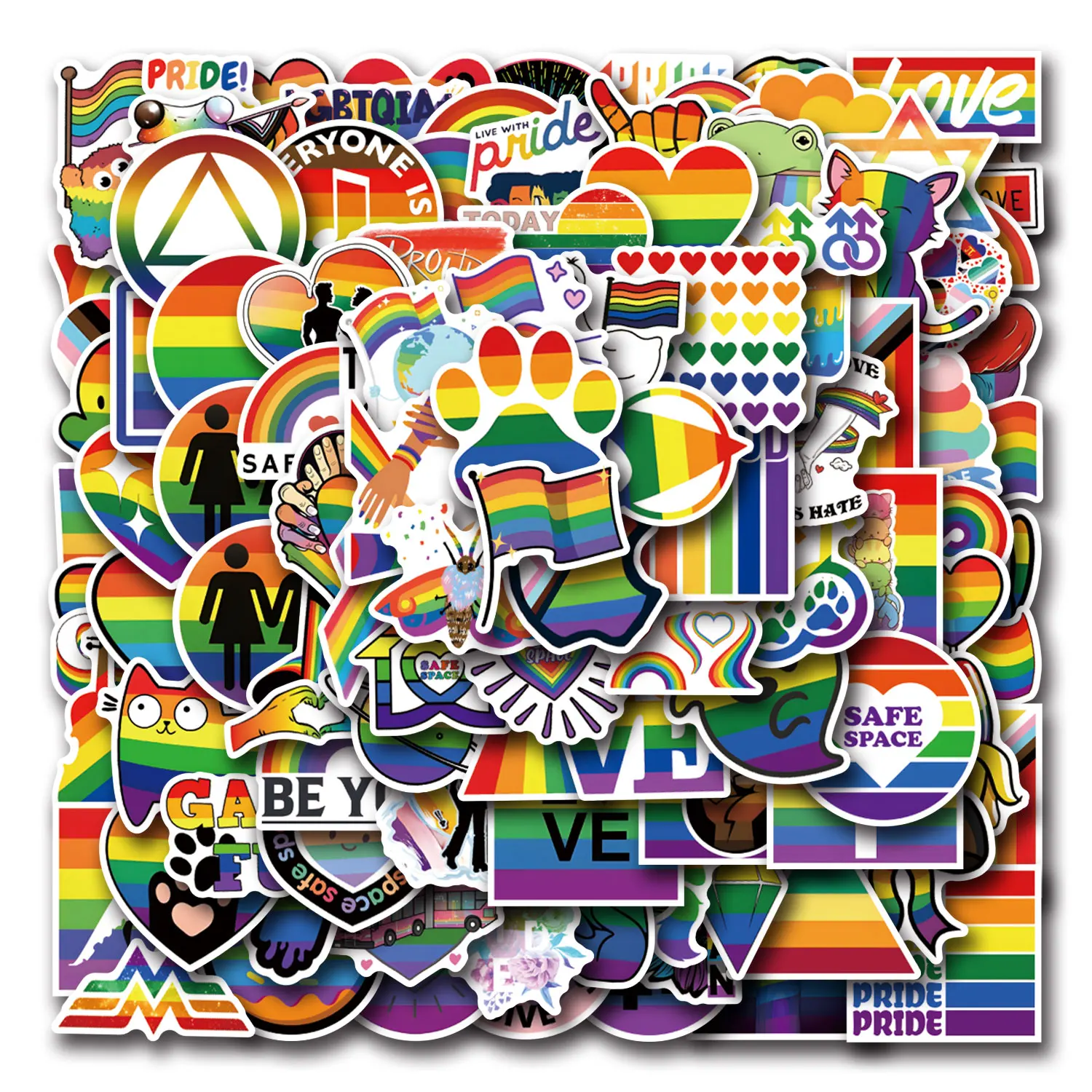 10/50/100 pçs parada do orgulho dos desenhos animados adesivos cor engraçada graffiti decoração diy portátil guitarra telefone skate geladeira brinquedos