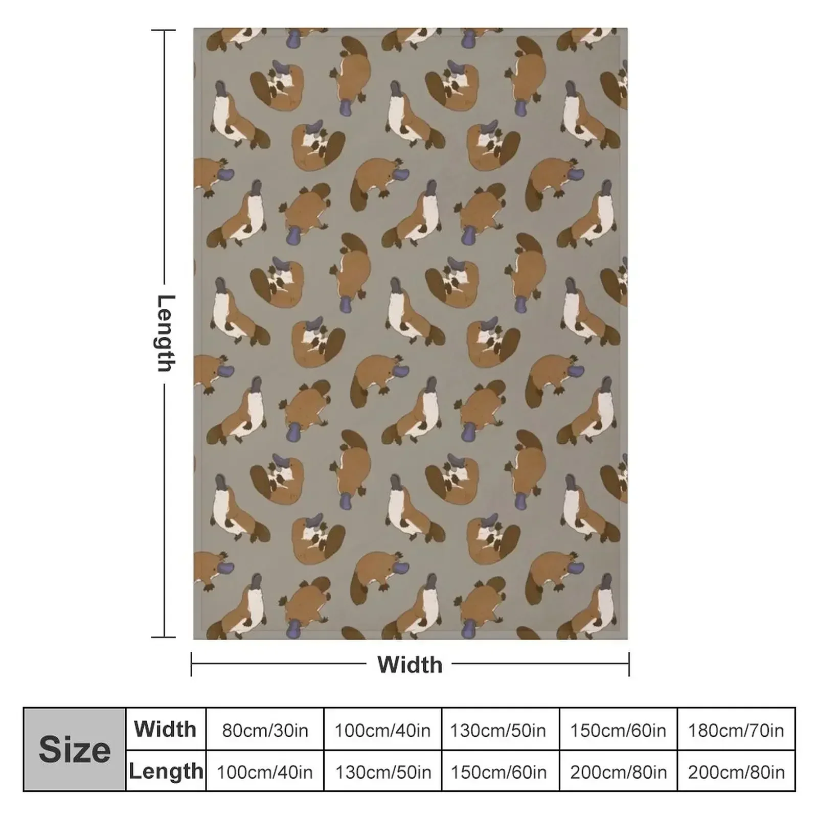 All-Over Adorable Platypus Print Throw Blanket blankets ands Loose Hairy Moving Blankets