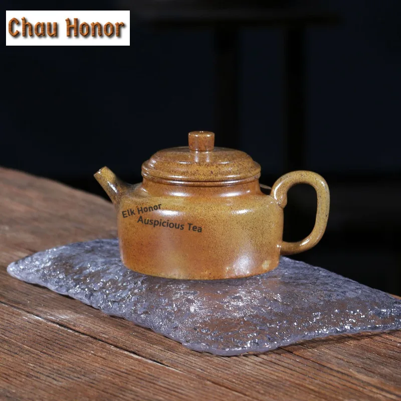 

240ml Antique Yixing Purple Clay Teapots Handmade De Zhong Pot Raw Ore Section Mud Kettle Zisha Tea Set Tea Items Accessories