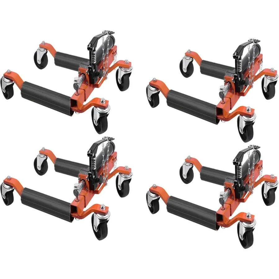 

Car Wheel Dolly Jack Set of 4 with 6000LBS Capacity Hydraulic Mechanism Foot Pedal Operation Swivel Casters for Easy Mobility I
