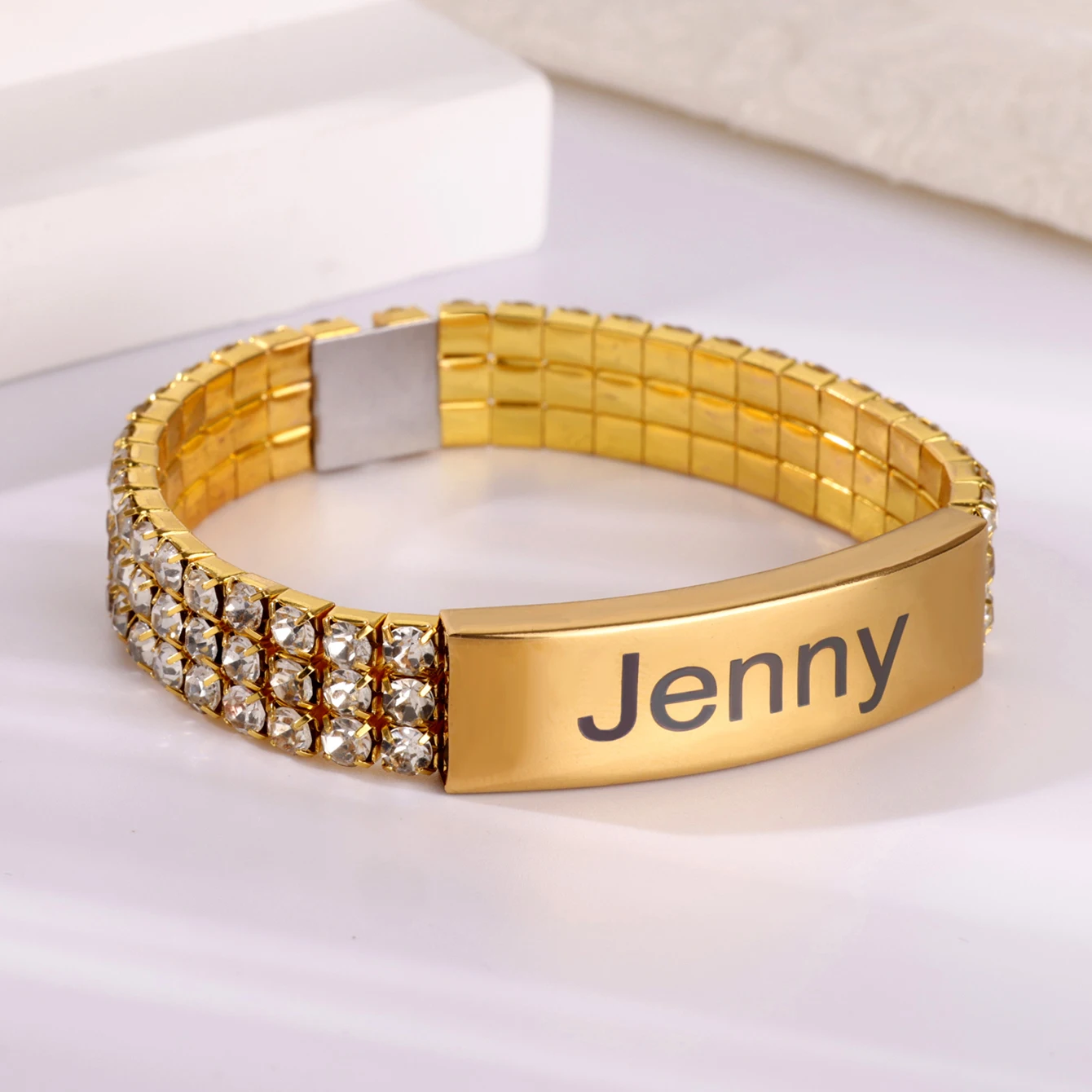 Custom Zircons Name Bracelets For Women Men Stainless Steel Customized Bracelet Female Personalized Wrist Chain Jewelry Gift