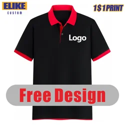 ELIKE 8 Colors Contrasting Collar Polo Shirt Custom Logo Embroidery Printed Personal Group Design Summer Clothing Brand Tops