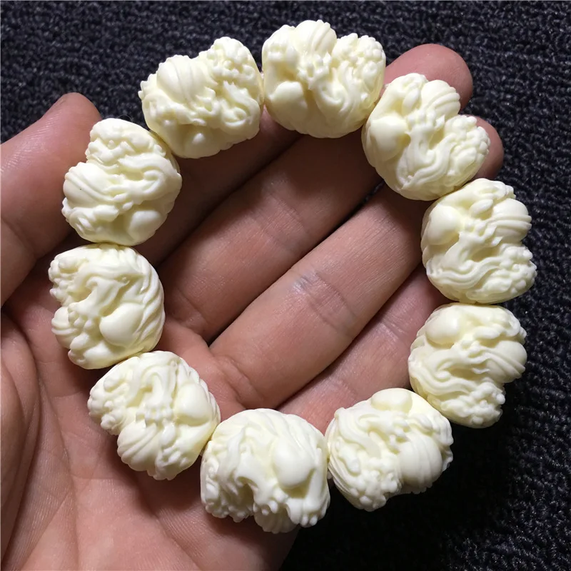 Creative Ivory Nut Carved Coconut Wood Bodhi Seeds Collectables-Autograph Rosary Car Hanging Decorations