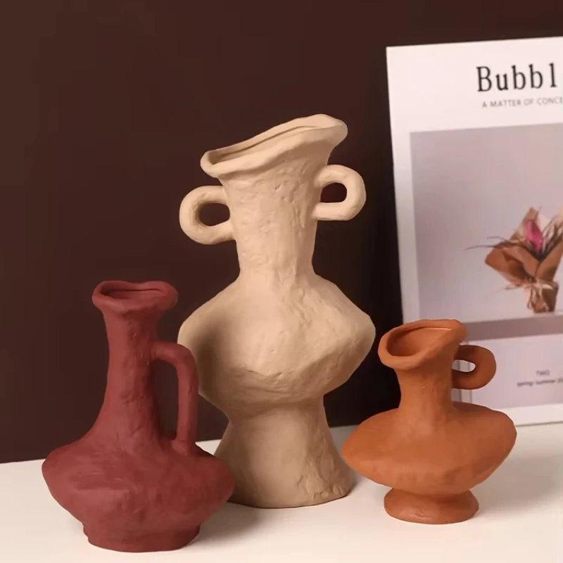 Ceramic Vase Home Decoration Retro Art Flower Arranger Shoot Props Office Decoration Decoration Maison  Plant Pot Room Decor