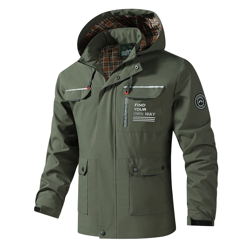 Men's Casual Windbreaker Jackets Hooded Jacket Man Waterproof Outdoor Fashion Soft Shell Winter Coat Clothing Warm Plus Size