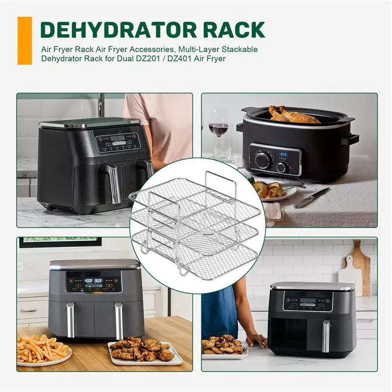 A50Q-Air Fryer Rack Air Fryer Accessories, Multi-Layer Stackable Dehydrator Rack For Ninja Dual DZ201 / DZ401 Air Fryer