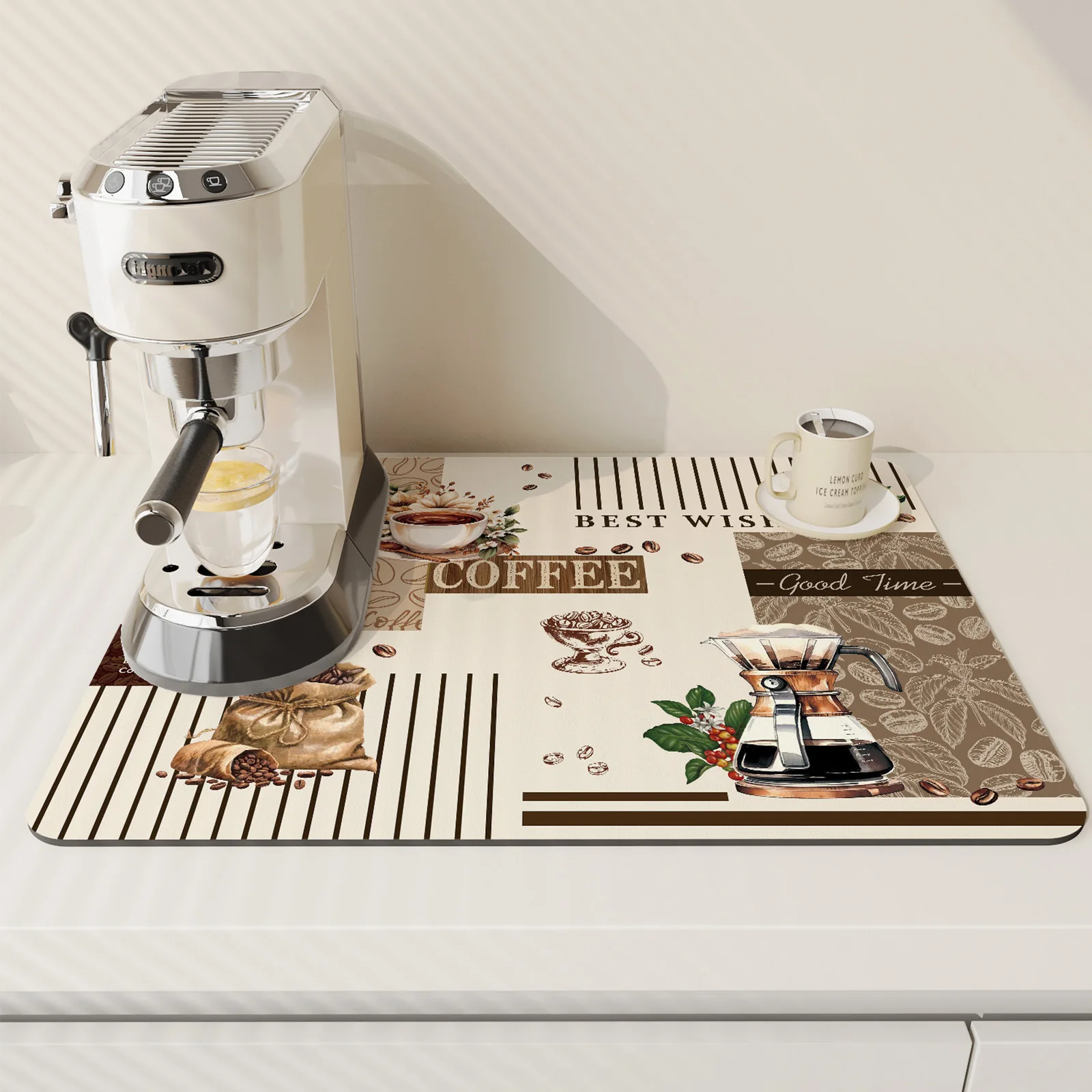 Coffee Machine Absorbent Mat, Diatomaceous, Kitchen Countertop Drain Pad, Tableware Bowl and Plate Pad, Quick Drying Insulation