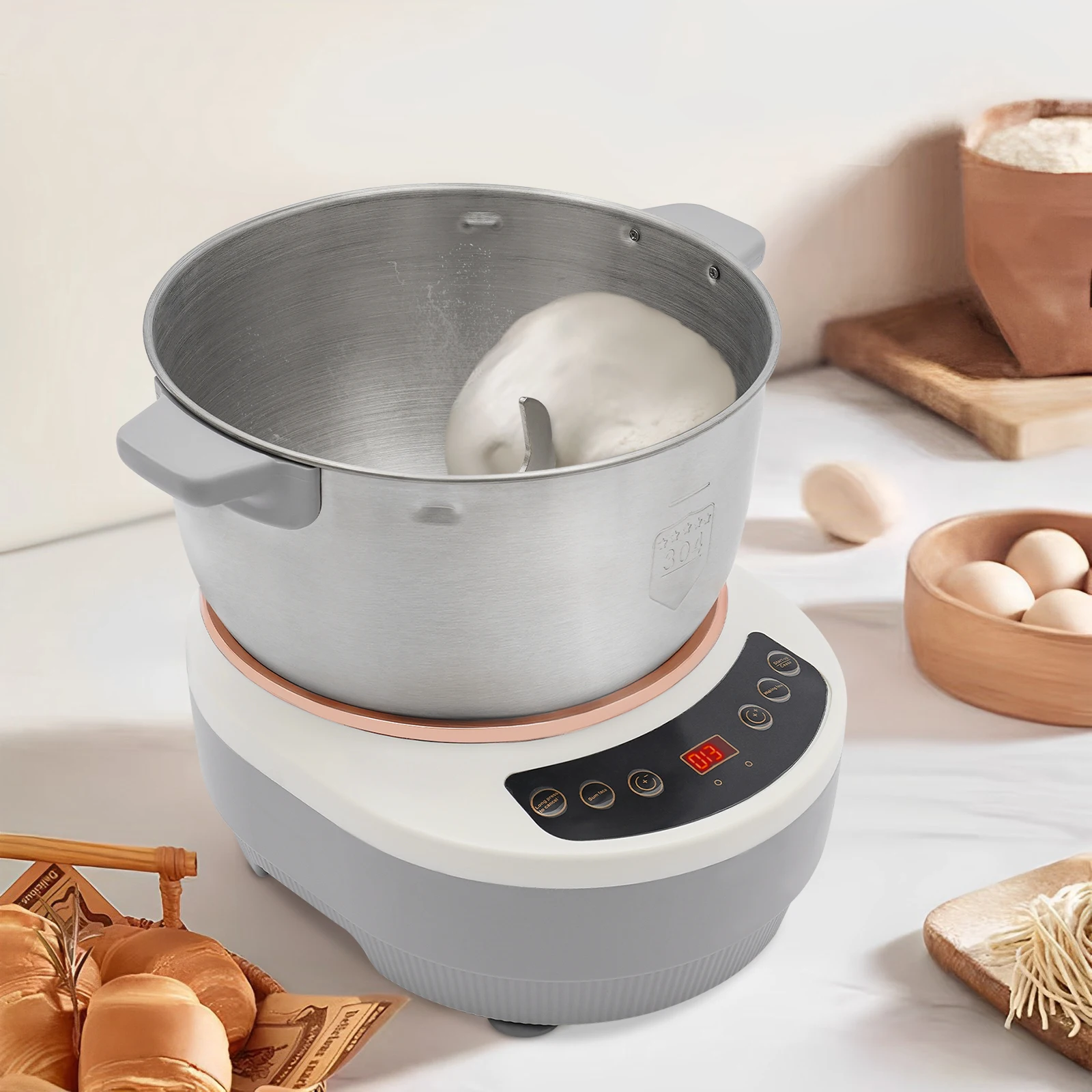 

200W Electric Dough Maker with Ferment Function, Stainless Steel Dough Mixer Machine, Flour Kneading Machine for Pizza Bread