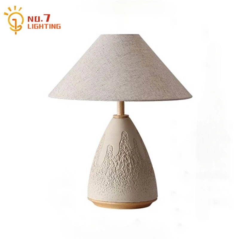 Medieval Vintage Wabi-sabi Concrete Cement Table Lamp LED E27 Industrial Designer Desk Lights Bedroom Bedside Homestay Hotel Bar