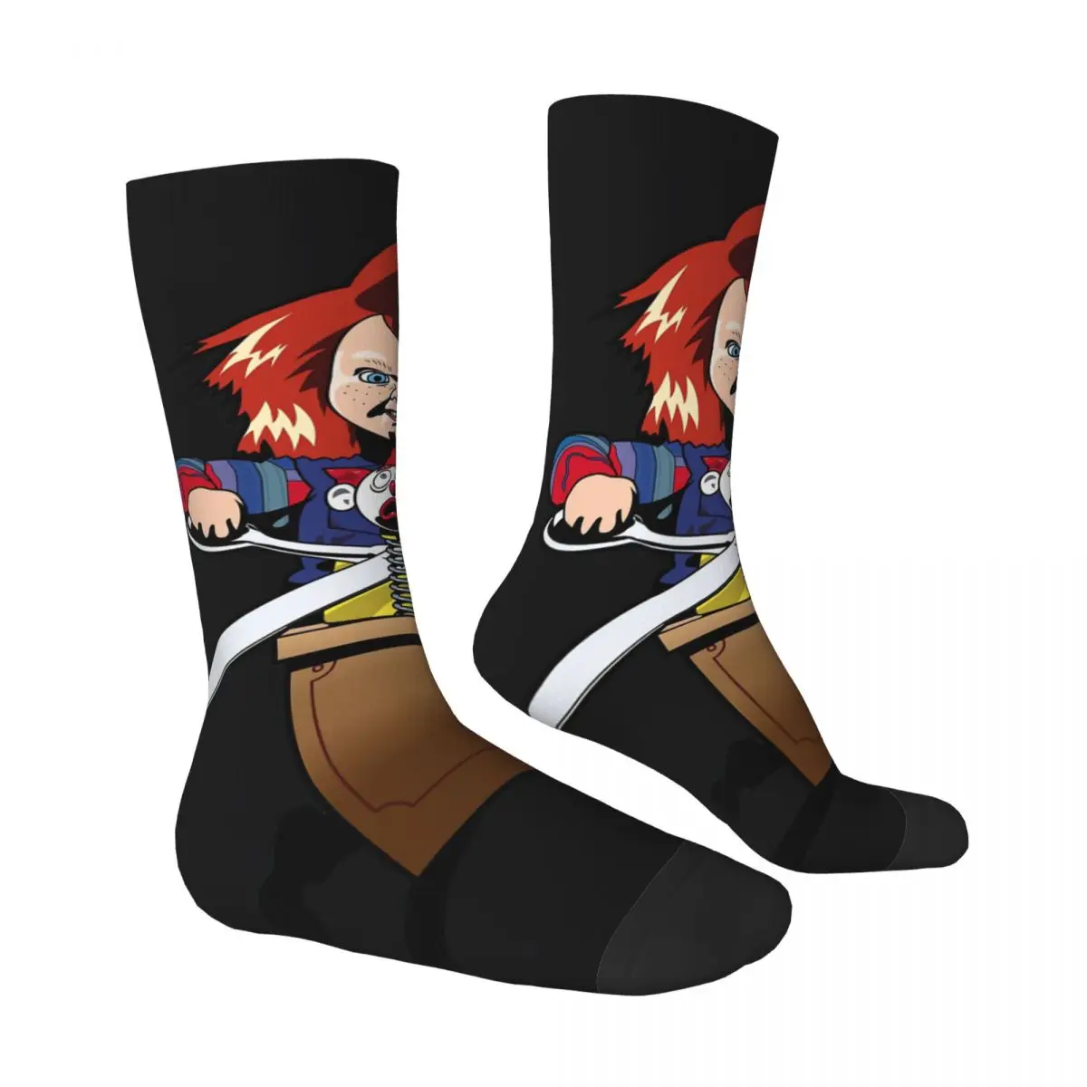 Fashion Child's Play Chucky Doll Horror Film Drawstring Socks Gym Pouch 3D Print Backpack Boy Girls Mid-calf socks