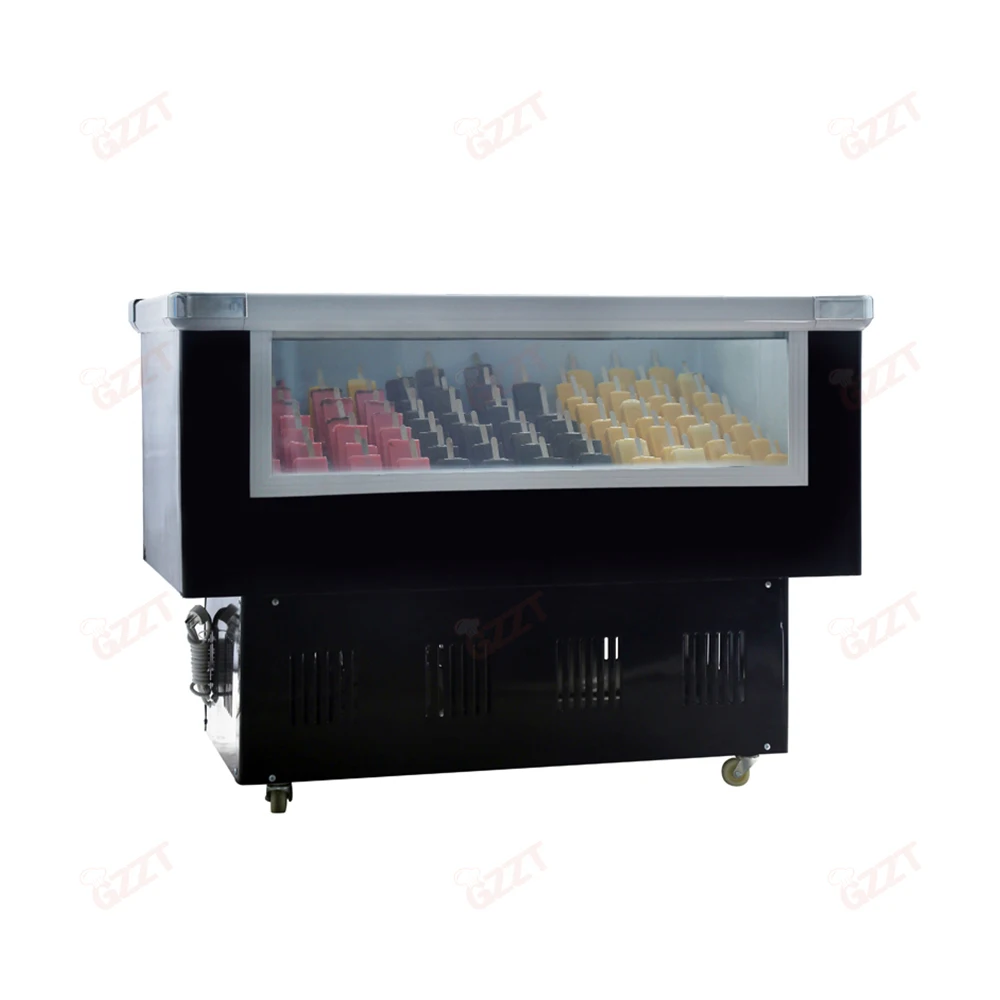 Commercial Front Display Glass Window Hard Ice Cream Vending Showcase Shopping Mall Popsicle Gelato Display Freezer Refrigerator