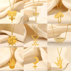 Stainless Steel Heart Evil Eye Necklace for Women Gold Color Neck Cross Pendant Collare Para Mujer Chokers Jewelry Wholesaler