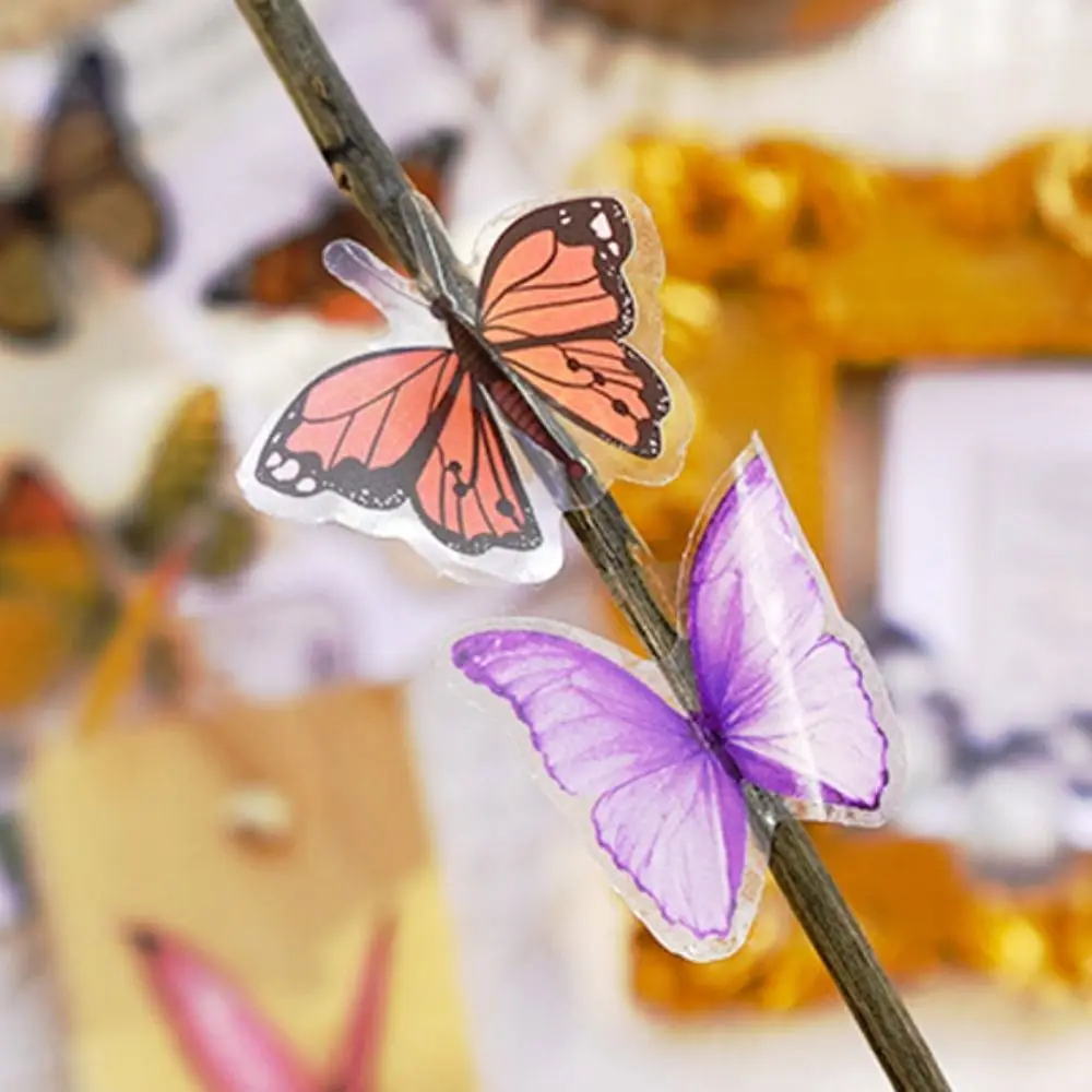 40 قطعة فراشة ملونة سجل القصاصات ملصق خمر INS نمط القرطاسية ملصق مقاوم للماء PET المحمول ملصق سكرابوكينغ