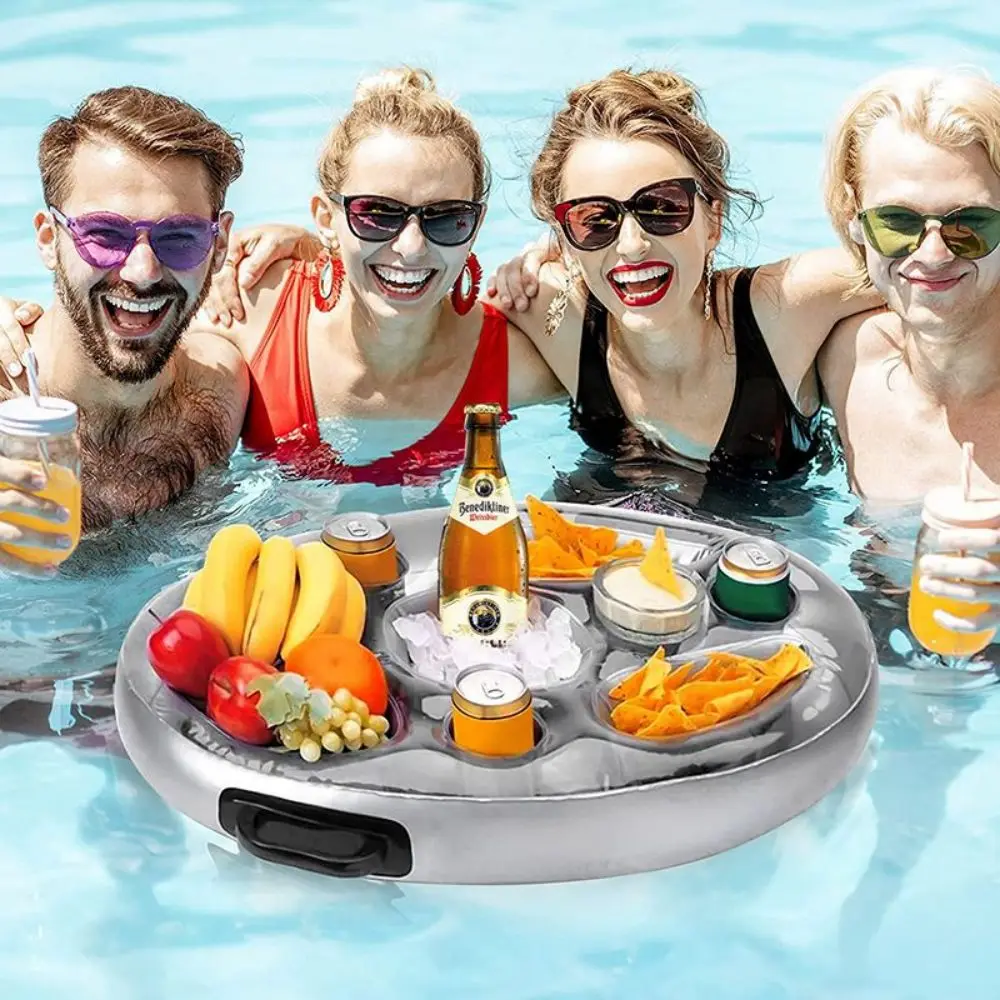 Inflatable Floating Food Plate Swimming Pool Drink Holder Summer Party Portable Pool Parties Floating Cup Holder